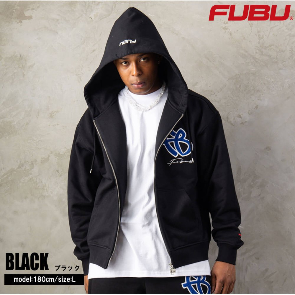 FUBU フブ パーカー メンズ レディース fam-62705 OGロゴ ジップ フーディー フルジップ ジップアップ スウェット サガラ刺繍 ワッペン ビッグシルエット ストリート ヒップホップ ダンス カジュアル トップス M L XL XXL 2026FW Karlas