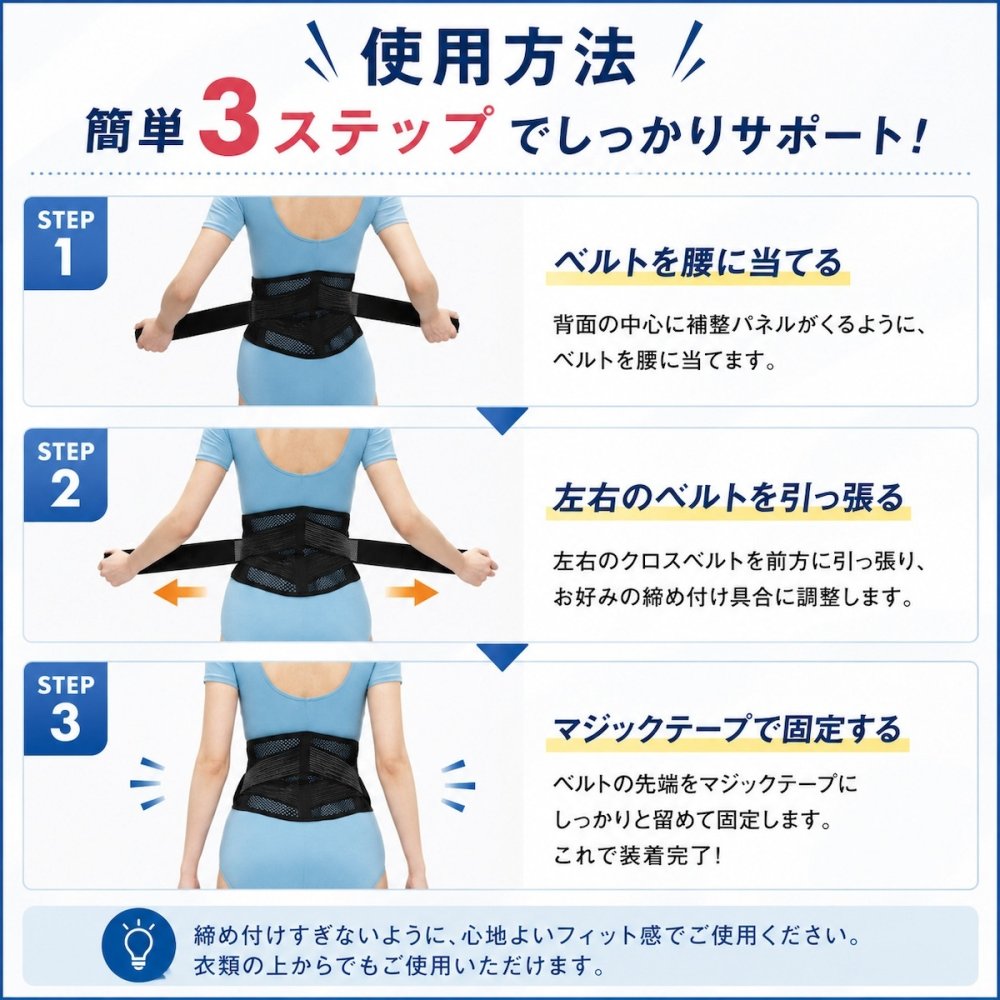 腰サポーター 腰をグイッと滑（なめ）らくパワーベルト 腰ベルト 骨盤ベルト サポートベルト 滑車構造 軽い力で締めやすい メッシュ 通気性 男女兼用 日本製 S-M M-L 立ち仕事 デスクワーク 腰サポート 健康グッズ ご両親 祖父母 敬老の日 父の日 母の日 プレゼント ギフト