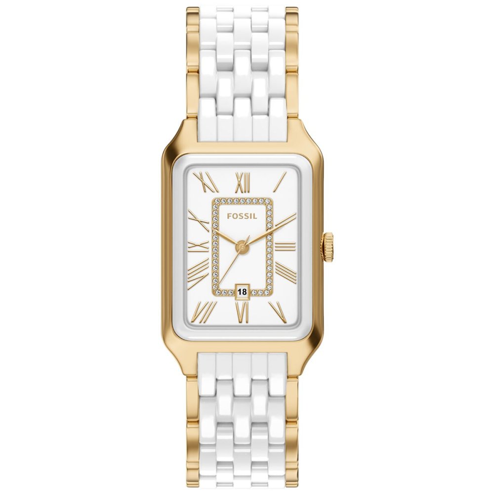 フォッシル FOSSIL 腕時計 レディース RAQUEL デイト アナログ ステンレススチール＆ホワイトセラミック ウォッチ CE1136【2026 新作】