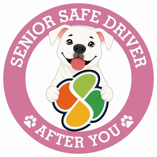 カーサイン 高齢者マーク SENIOR SAFE DRIVER ピットブル ステッカー シール 直径13cm 肉球 日本製 車