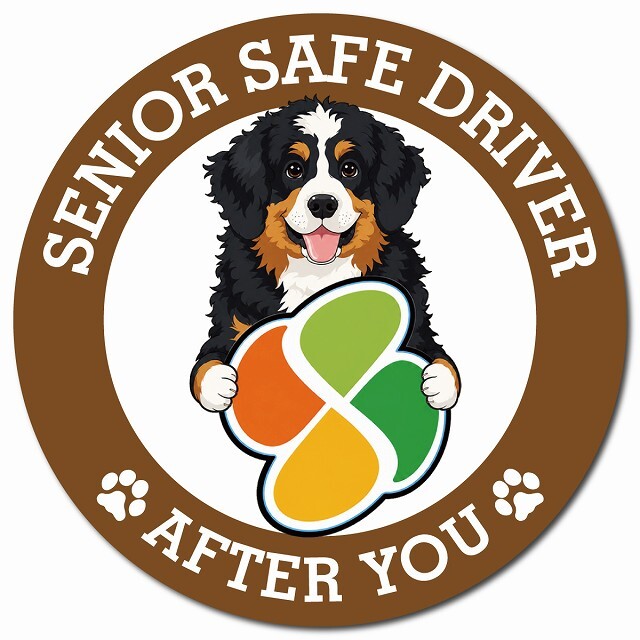 カーサイン 高齢者マーク SENIOR SAFE DRIVER バーニードゥードル マグネット 強力 直径13cm 肉球 日本製 車 ステッカー