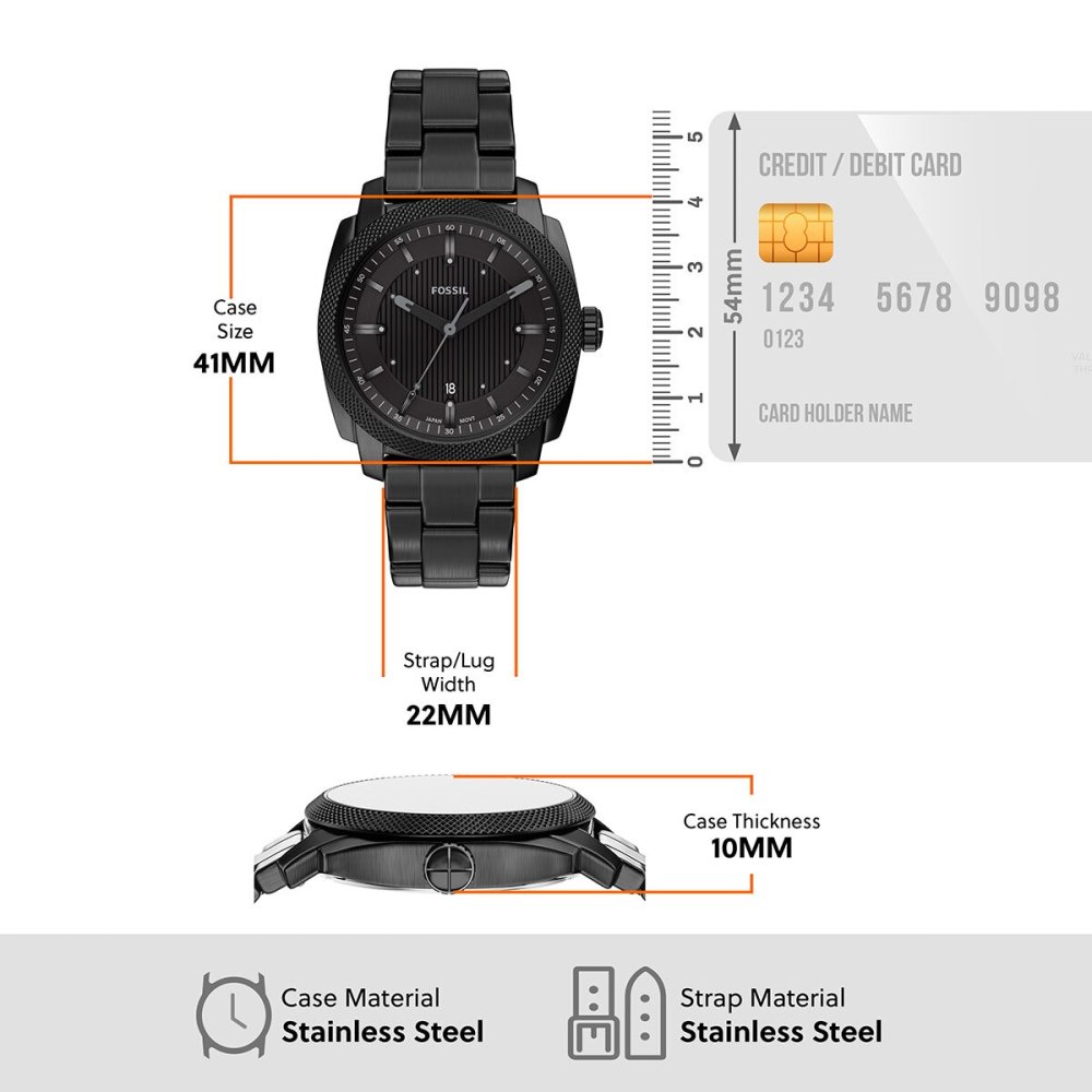 フォッシル FOSSIL 腕時計 メンズ MACHINE デイト アナログ ブラック ステンレススチールウォッチ FS6186【2026 新作】