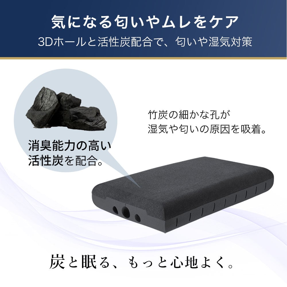 枕 まくら 無重力枕 炭眠 スミミン 泡枕 GUTNAP 活性炭配合 NASA開発素材配合 公式 質の良い睡眠 消臭 ウレタン 低反発 いびき対策枕 いびき防止 通気性抜群  60cm×37cm 仰向け 横寝 ストレートネック 新生活