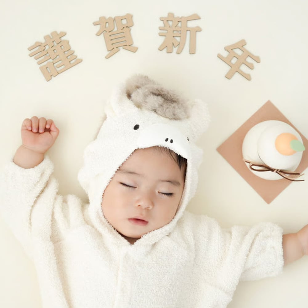 モクモフ（mocmof） なりきり干支ケープ2026 午 | 出産祝い おくるみ ブランケット 赤ちゃん フード付き 十二支 馬 ふわふわ かわいい プレゼント ギフト 贈り物