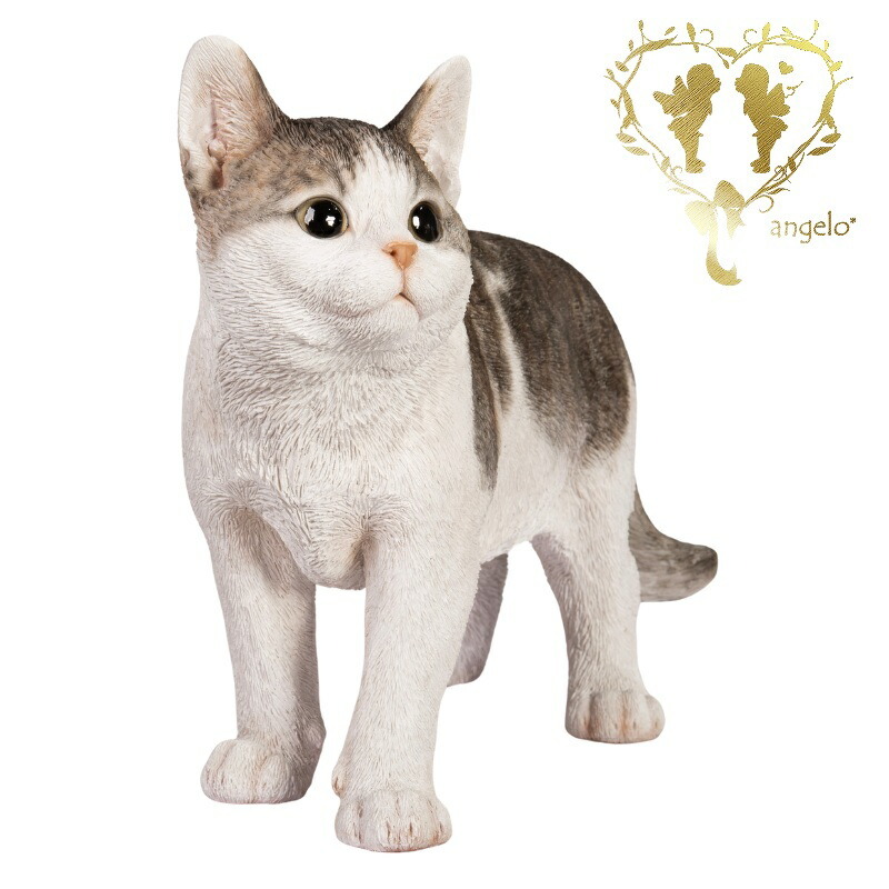 大きなサイズで【歩くサバトラ白猫(大）】CAT　本物そっくり  WooBia