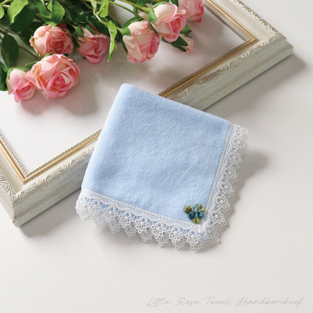 日本製 レースハンカチ タオル ハンカチ 薔薇 バラ レディース 上品 5色 綿100％ 上品 5色 ブラック ギフト 吸水性 プチギフト【LALUICE】