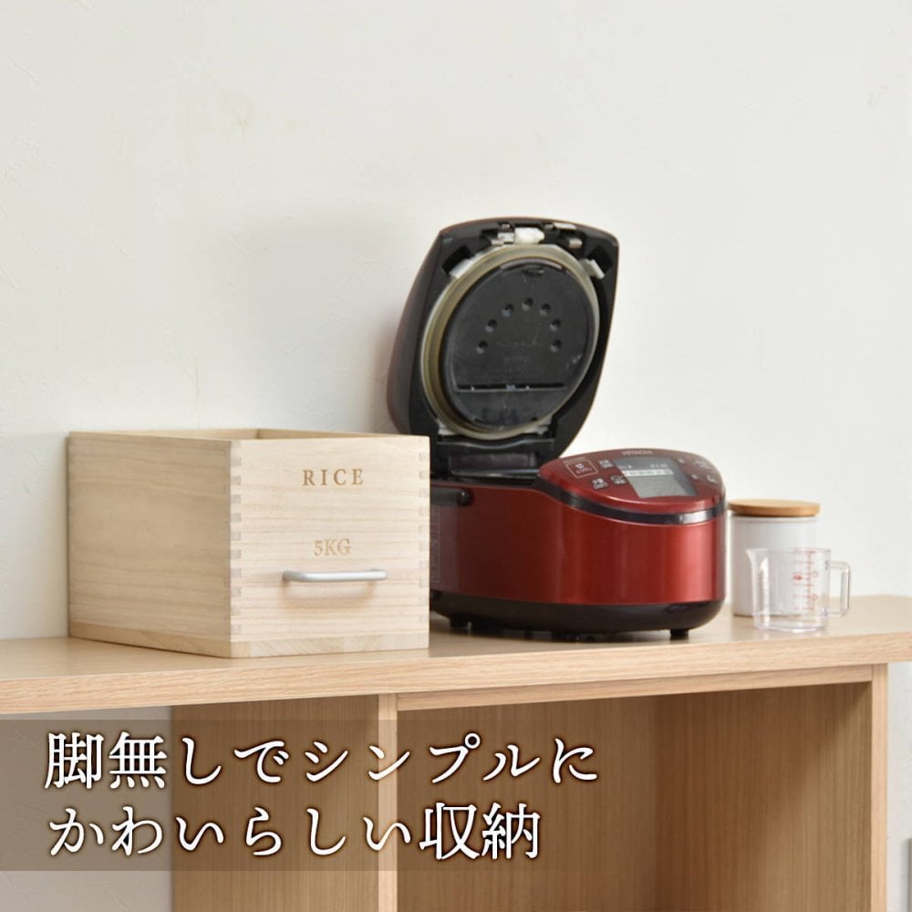 キャスター付き米びつ　Rice5kg ONKZ0214 米びつ 5kg 木製 桐 キャスター付き 取っ手 軽量 調湿 防虫 保存容器 スライド 木 桐製 虫除け 乾湿調節 収納 桐材 和風 ライスストッカー ストッカー 保存 保存容器 キッチン用品