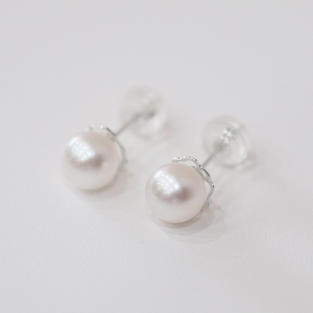 ［pearl621］6mm - 6.5mm ホワイトピンク 薔薇 ピアス あこや真珠