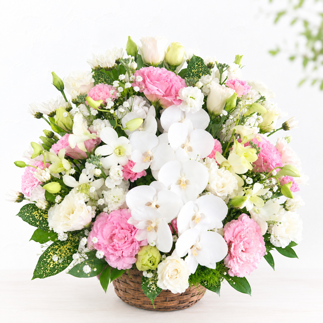 お供え花 お悔やみ 生花アレンジメント Lサイズ 高さ約45cm フラワーアレンジメント 供花 仏花 命日 お盆 お彼岸 法事 四十九日 一周忌 三回忌 枕花【送料別途・地域により異なります】【北海道・沖縄・九州・四国・中国・離島は配送不可】