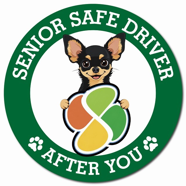カーサイン 高齢者マーク SENIOR SAFE DRIVER チワピン マグネット 強力 直径13cm 肉球 日本製 車 ステッカー