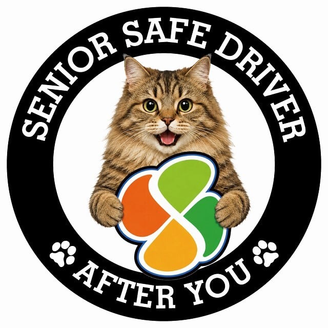 カーサイン 高齢者マーク SENIOR SAFE DRIVER サイベリアン ステッカー シール 直径13cm 肉球 日本製 車