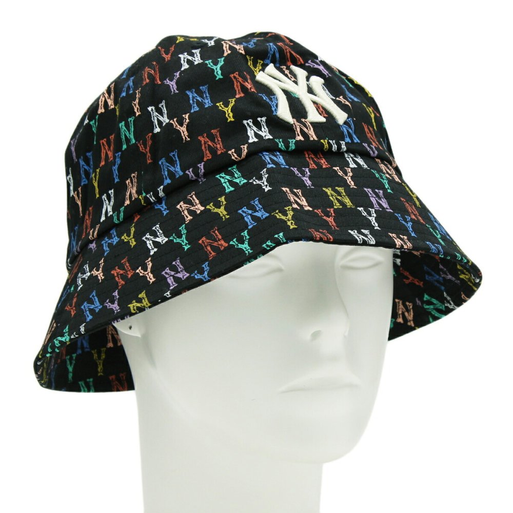 エムエルビーコリア MLB Korea バケットハット 帽子 ニューヨーク ヤンキース モノグラム レインボー ドーム 32CPH4111 50L メンズ レディース ユニセックス ブラック+レインボー 海外正規品