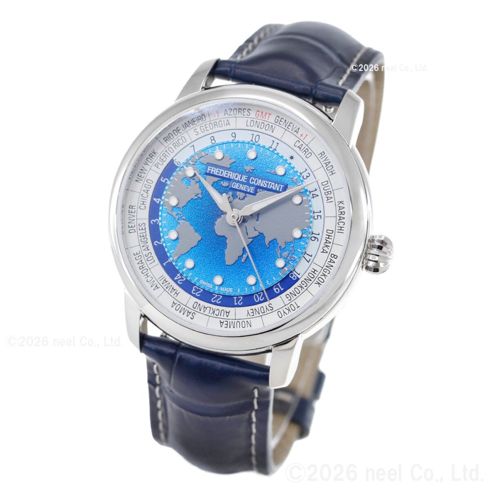 フレデリック・コンスタント FREDERIQUE CONSTANT クラシック ワールドタイマー マニュファクチュール FC-719BLW3H6 腕時計 自動巻き メンズ