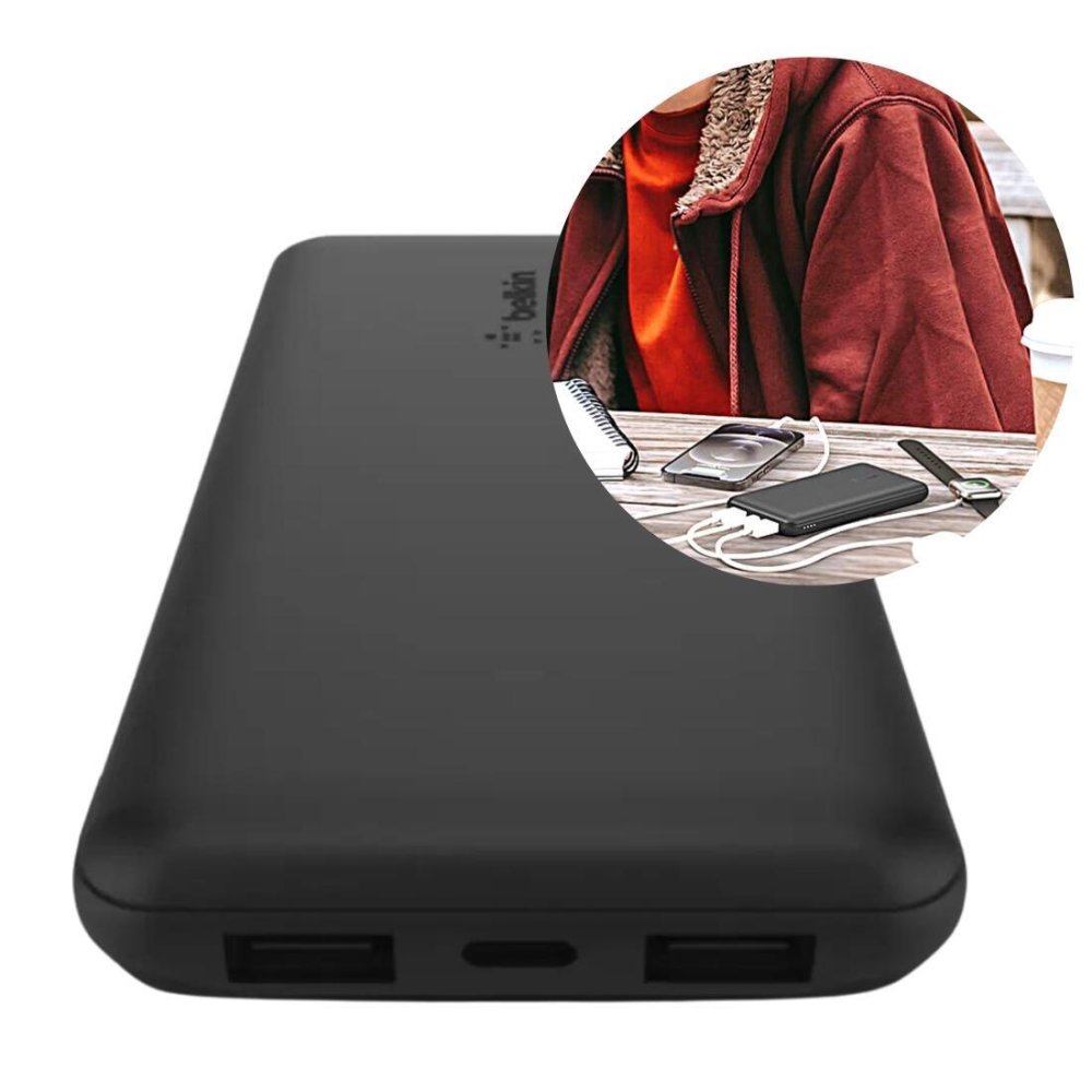 Belkin ベルキン モバイルバッテリー 10000mAh 大容量 ブーストチャージ BPB011bt-2PK-JP　2個セット　スマホ充電器 iPhone Android Type-C USB-A 3ポート 軽量 コンパクト 【PSE認証】 ベルキン株式会社