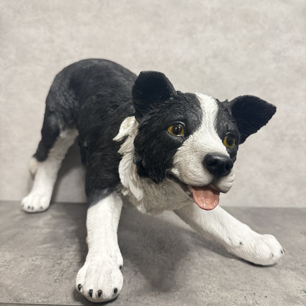 犬 置物 大きい じゃれるボーダーコリー 特大 横幅63cm woobia ウービア かわいい おしゃれ ガーデン インテリア オブジェ 巨大 可愛い プレゼント 北欧 玄関 雑貨 動物 モダン 面白い 庭 ギフト 屋外 家 リアル 玄関先 ガーデンオーナメント