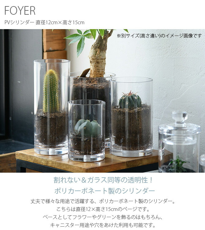 FOYER ホワイエ PVシリンダー 直径12cm×高さ15cm