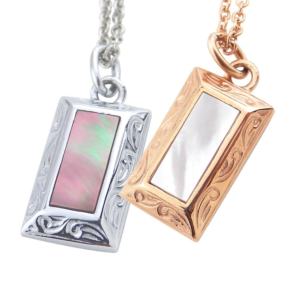 【カラー選択可能！】【レーザー刻印無料】ハワイアンジュエリー ペアネックレス ステンレス アクセサリー ブラックシェル ホワイトシェル サージカルステンレス  ローズゴールド ピンク シルバー あずきチェーン付き メンズ レディース ペンダント 金属アレルギー対応