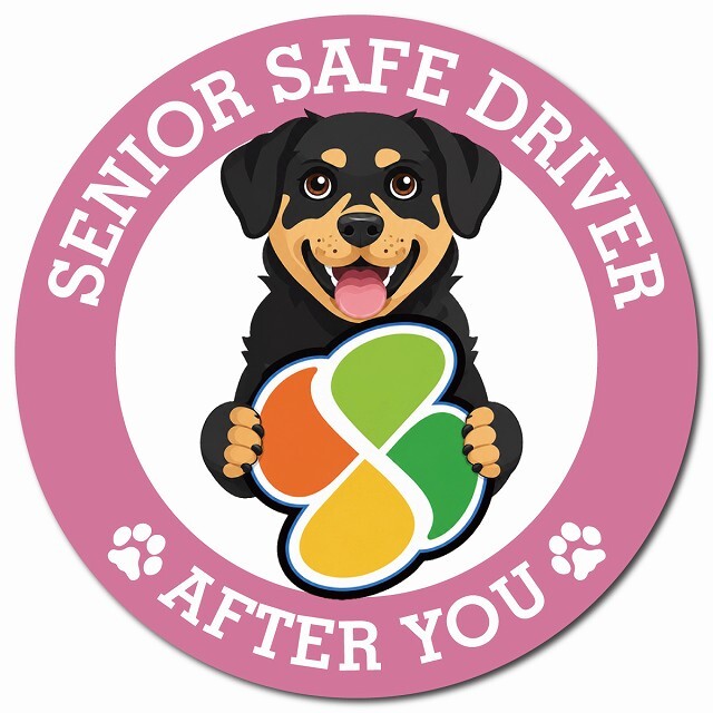 カーサイン 高齢者マーク SENIOR SAFE DRIVER ロットワイラー マグネット 強力 直径13cm 肉球 日本製 車 ステッカー