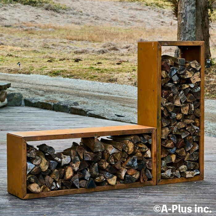 コールテン鋼 薪ラック おしゃれ 大型 Patina ウッドラックスリムW600 H1500mm アンティーク 経年美 A-PLUS 屋外 ログラック 薪ストッカー 薪棚 薪置き場 暖炉 薪ストーブ キャンプ 北欧 モダン ガーデニング 庭 パティナ