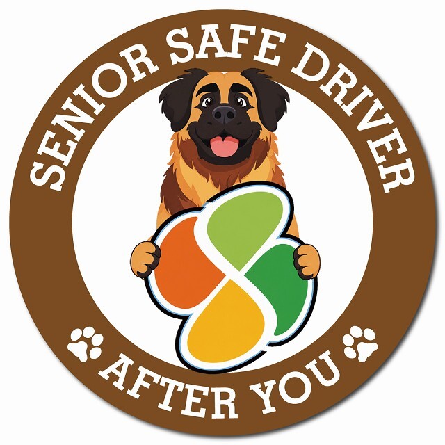 カーサイン 高齢者マーク SENIOR SAFE DRIVER レオンベルガー マグネット 強力 直径13cm 肉球 日本製 車 ステッカー