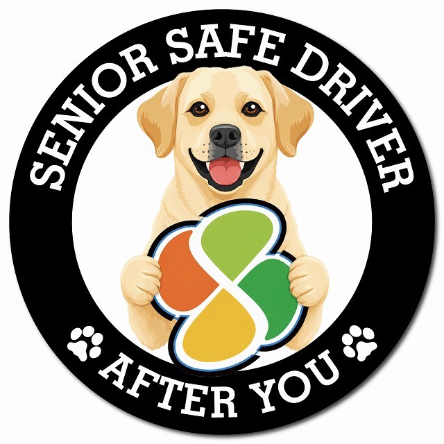 カーサイン 高齢者マーク SENIOR SAFE DRIVER ラブラドールレトリバー マグネット 強力 直径13cm 肉球 日本製 車 ステッカー