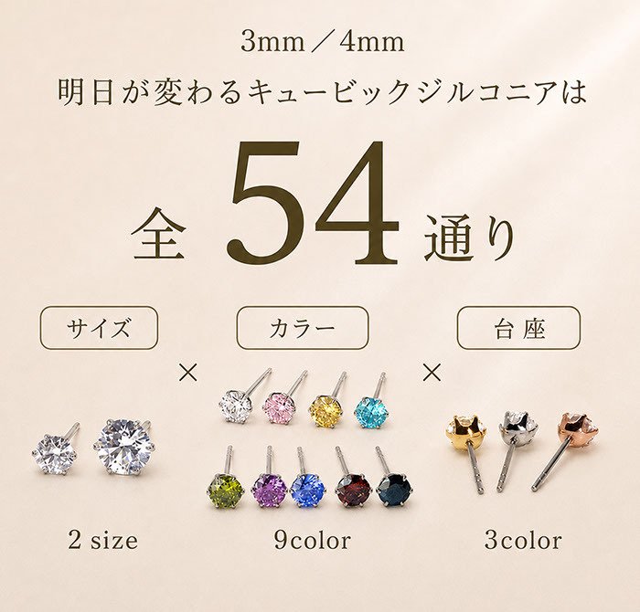 金属アレルギーでもつけっぱなにできるセカンドピアス 片耳 軸太 明日が変わるキュービックジルコニア 3mm 医療用 サージカル ステンレス 金属アレルギー 耳たぶ メンズ レディース【当店オリジナル】【全品1個ずつバラ売り】 プレゼント