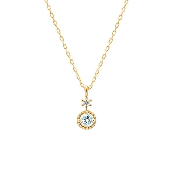 【無料ラッピング】  ヨンドシー 4℃ EAU DOUCE4℃【3月誕生石】K10 イエローゴールド ネックレス ダイヤモンド アクアマリン レディース ブランド 正規品 新品 ギフト プレゼント 人気 おすすめ 誕生日 記念日 クリスマス 送料無料