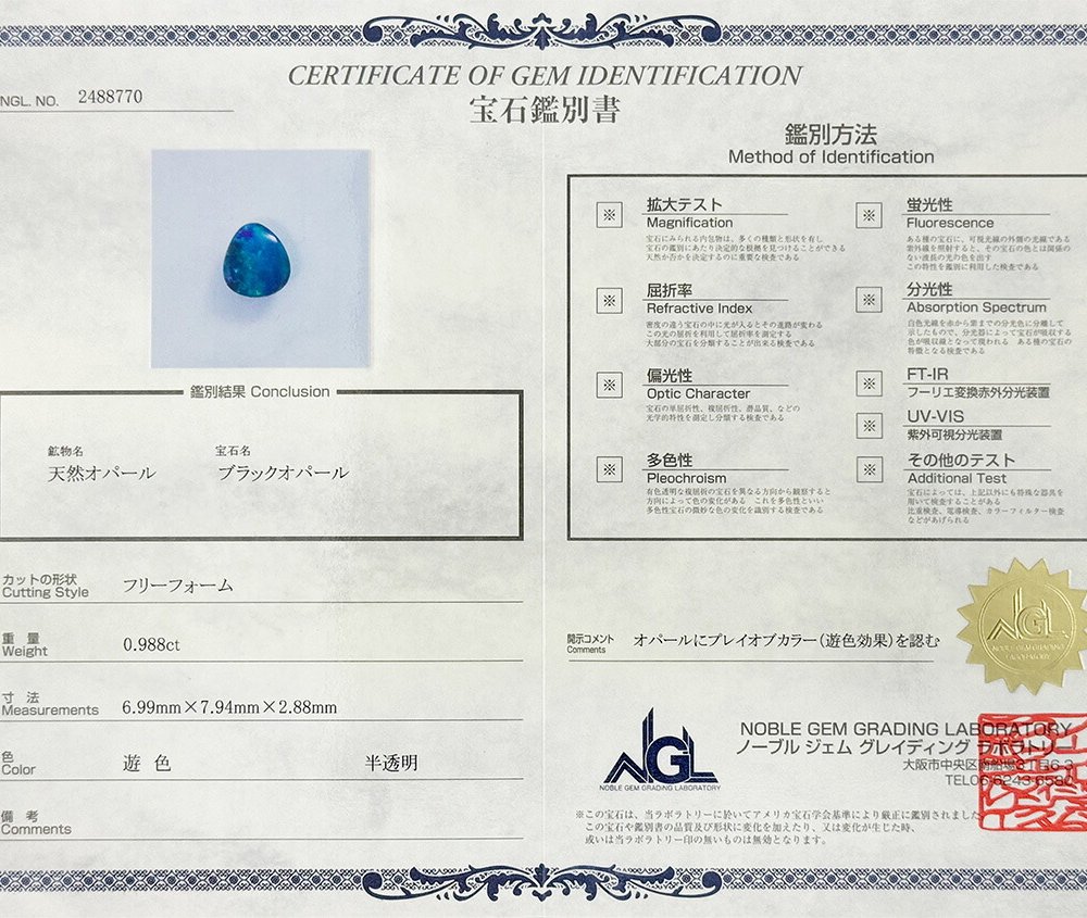 上質 ブラックオパール ネックレス 0.988ct ダイヤモンド プラチナ Pt900 ペンダント シンプル エレガント 上品 レディース 宝石 ダイヤ 一粒 一石 ジュエリー 10月 誕生石 プレゼント