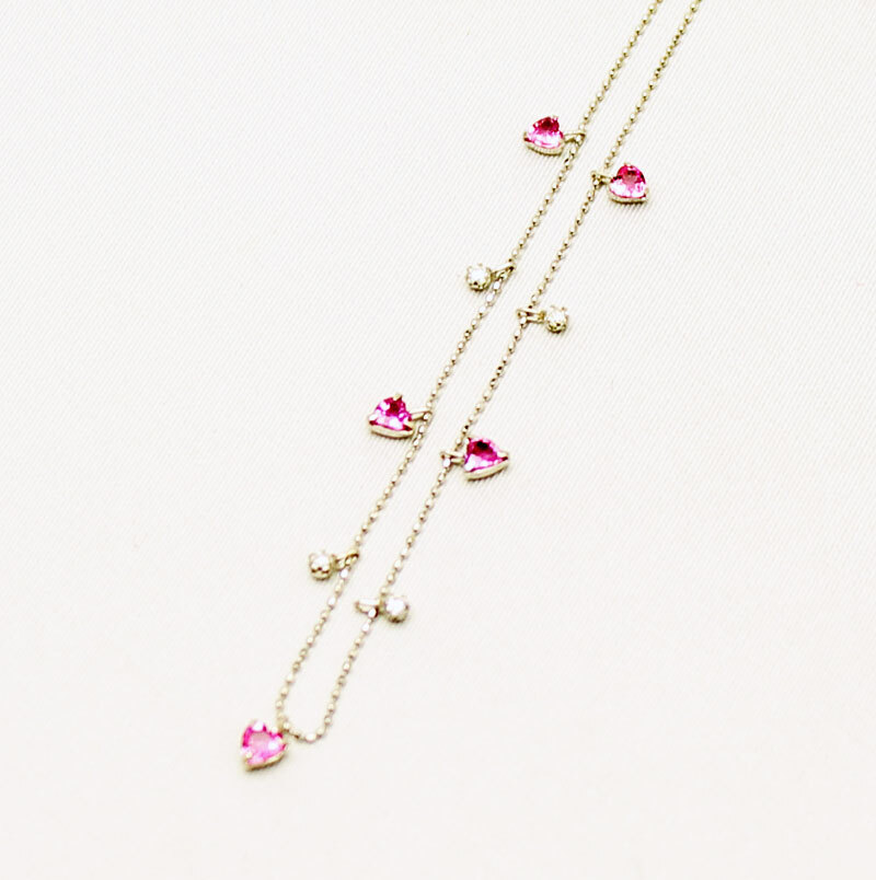 ピンクサファイヤ1.00ctダイヤ0.16ct K18WGネックレス OD