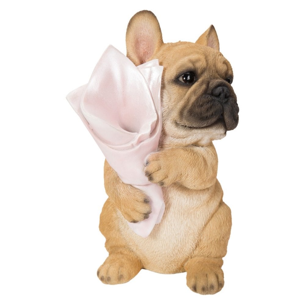 置物 woobia ウービア 犬 フレブル ブーケを持つフレンチブルドッグ 一輪挿し 高さ19cm 花器 リアル 本物そっくり イギリス生まれ 職人手彩色 縁起物 戌年 玄関 インテリア 新築祝い 引っ越し祝い 開店祝い 出産祝い 誕生日 お祝い ギフト プレゼント 犬好き フレンチブルドッグ好き