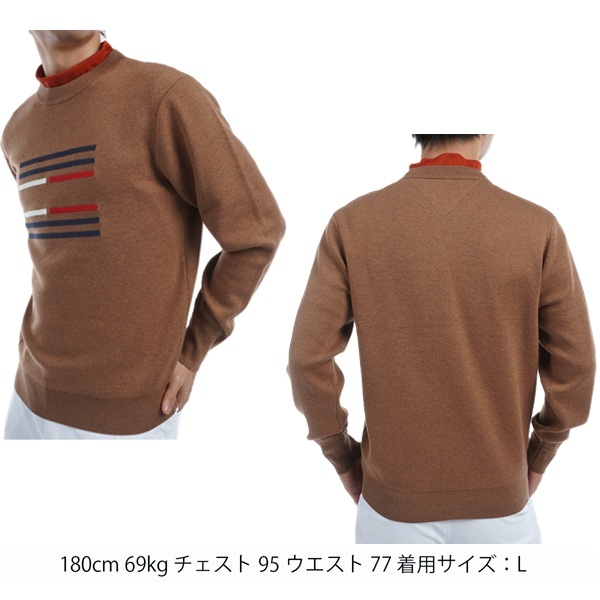 トミーヒルフィガー ゴルフ メンズ ビッグフラッグ クルーネックセーター TOMMY HILFIGER GOLF THMA459 秋冬モデル お誕生日祝い お祝い 記念品 お父さん 父の日 彼氏 男性 30代 40代 50代 60代  還暦祝い 敬老の日 人気プレゼント プレゼント
