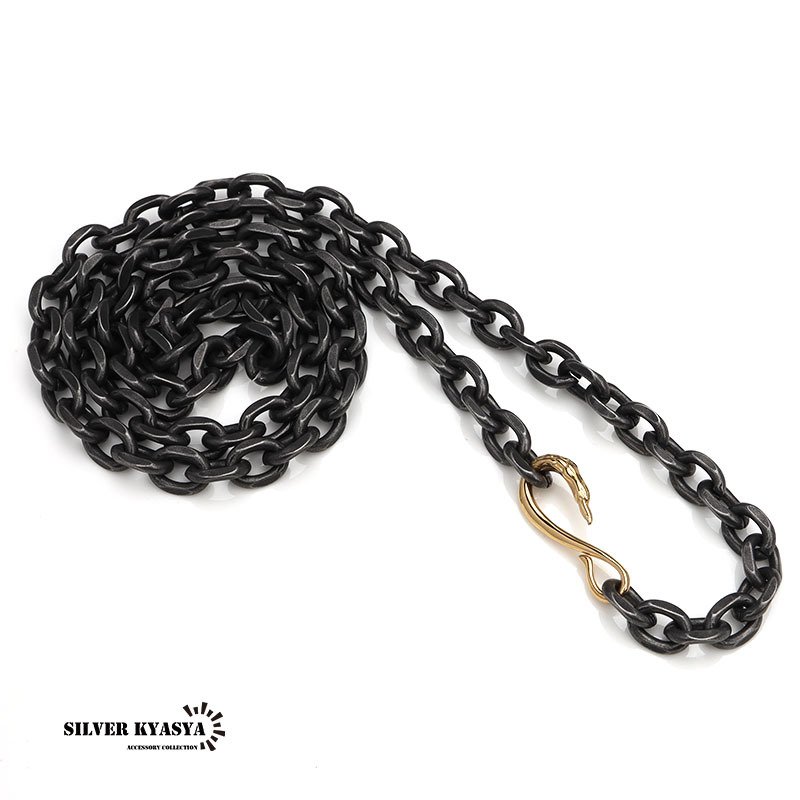 太角チェーン 幅7mm シルバー ゴールド イーグルフック チェーンネックレス フェザーネックレス チェーン 燻 太角チェーンセット 太め 全てステンレス素材！