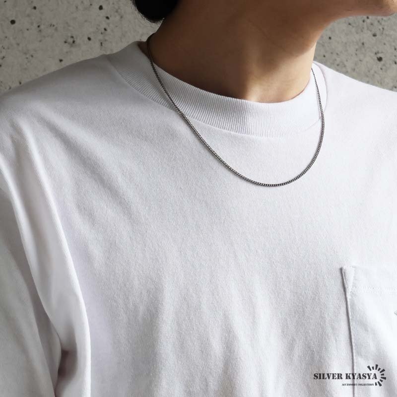 純チタン製 軽い ネックレスチェーン 喜平ネックレス 細身 つけっぱなし 幅2mm シルバー 細い 極細 シンプル 大人 つけたこと忘れる メンズ 男性 金属アレルギー対応