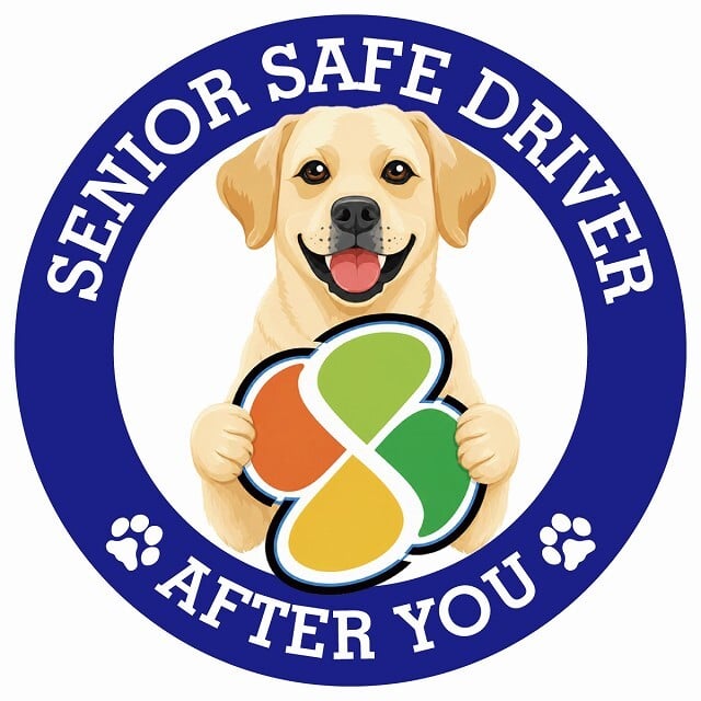カーサイン 高齢者マーク SENIOR SAFE DRIVER ラブラドールレトリバー ステッカー シール 直径13cm 肉球 日本製 車