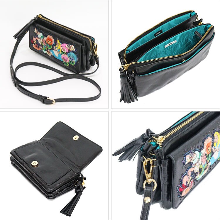 タマオワールド tamaoworld ディズニー お財布ショルダー 不思議の国のアリス ガーデン SHO3761 Alice in Wonderland Garden 刺繍 羊革 財布 ショルダーバッグ ハンドメイド ポシェット