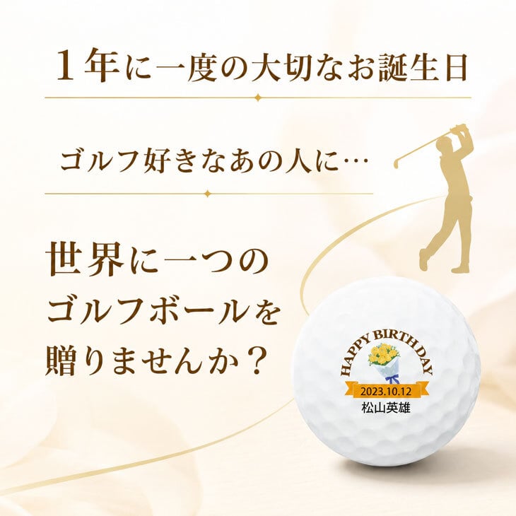 最短即日出荷！選べるボール  名入れゴルフボール 誕生日祝デザイン２球＋マーカーセット 化粧箱入り ギフトラッピング無料