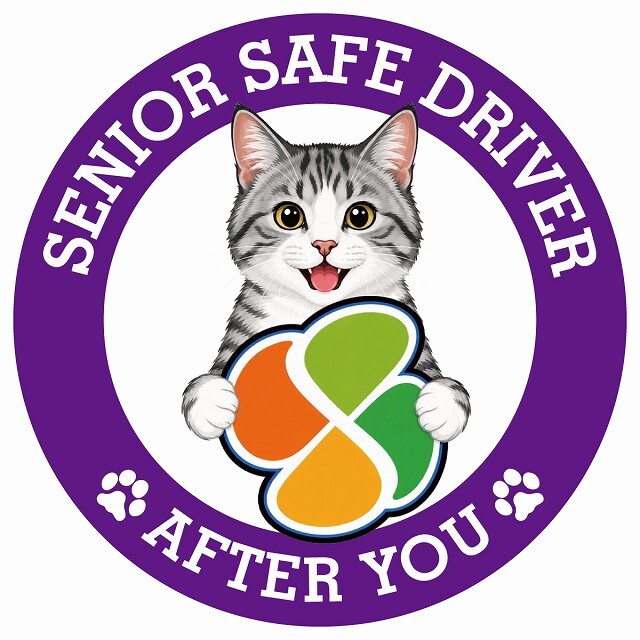 カーサイン 高齢者マーク SENIOR SAFE DRIVER サバ白 ステッカー シール 直径13cm 肉球 日本製 車