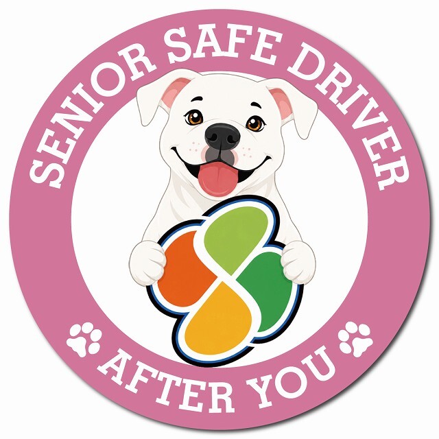 カーサイン 高齢者マーク SENIOR SAFE DRIVER ピットブル マグネット 強力 直径13cm 肉球 日本製 車 ステッカー