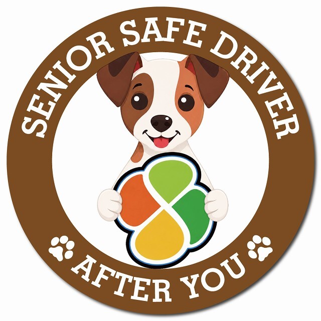 カーサイン 高齢者マーク SENIOR SAFE DRIVER ジャックラッセルテリア マグネット 強力 直径13cm 肉球 日本製 車 ステッカー