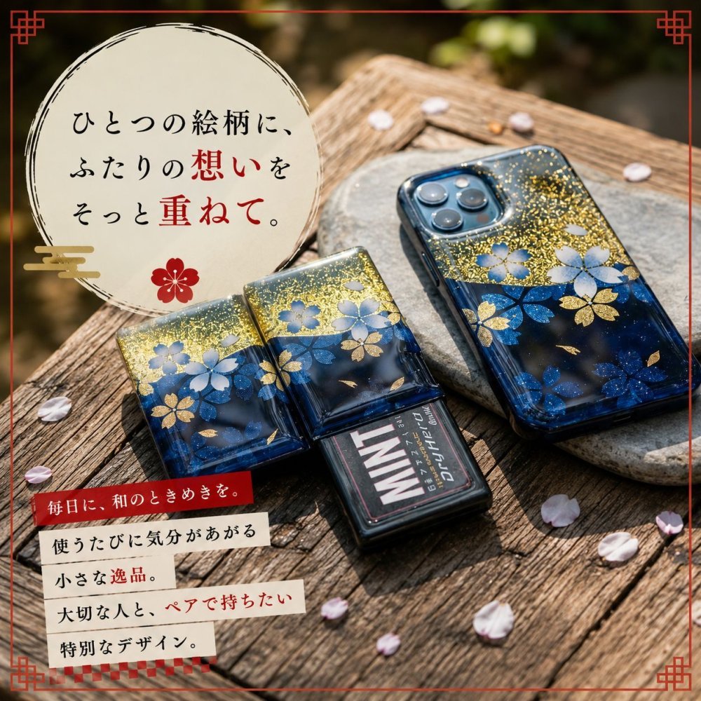 匠の技！和柄ペアMINTIAケース「可」ミンティア フリスク 名入れ 職人 手作り ハンドメイド 送料無料 伝統工芸 桜 和モダン 和風 和雑貨 ギフト プレゼント