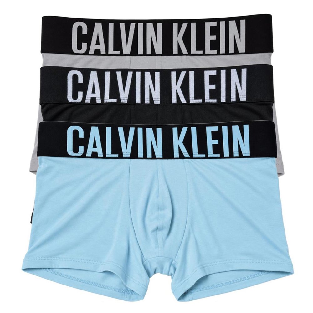 カルバンクライン Calvin Klein(CK) ボクサーパンツ トランク インテンスパワー 3枚組 セット 前閉じ コットン ロゴ 下着 NB3608A 53V メンズ グレー+ブラック+ブルー