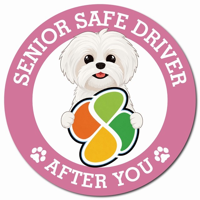 カーサイン 高齢者マーク SENIOR SAFE DRIVER マルシーズー マグネット 強力 直径13cm 肉球 日本製 車 ステッカー