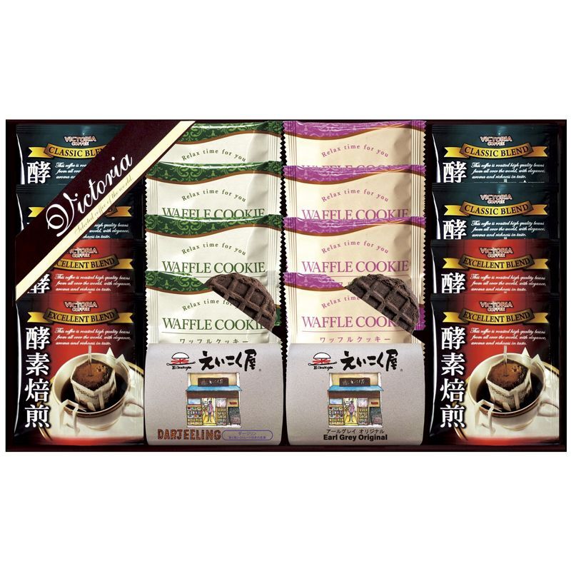 お歳暮・冬ギフト VICTORIA COFFEE ドリップコーヒー&えいこく屋紅茶・クッキーセット No30 (VEM-30) ※送料無料(北海道・沖縄・離島への配送不可)