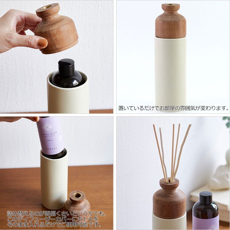 shesay ディフューザー リフィルを隠す 磁器のカバー 108141 カバー 詰め替え インテリア おしゃれ シンプル ディフューザーリフィル ダークグレー