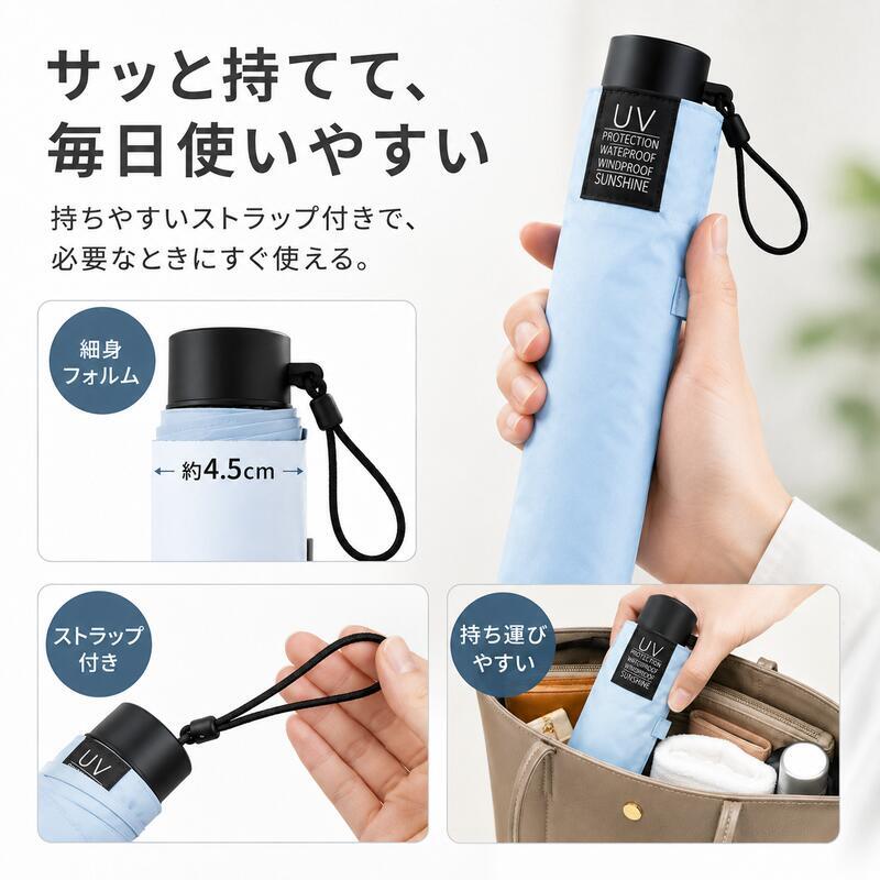 日傘 折りたたみ傘 軽量 55cm 完全遮光100％ UVカット100％ UPF50+ 晴雨兼用 レディース メンズ 遮熱 超軽量133g カーボン骨 タフ二重骨 耐風 コンパクト 折り畳み傘 紫外線対策 男女兼用 estaa 通勤 通学 プレゼント 傘