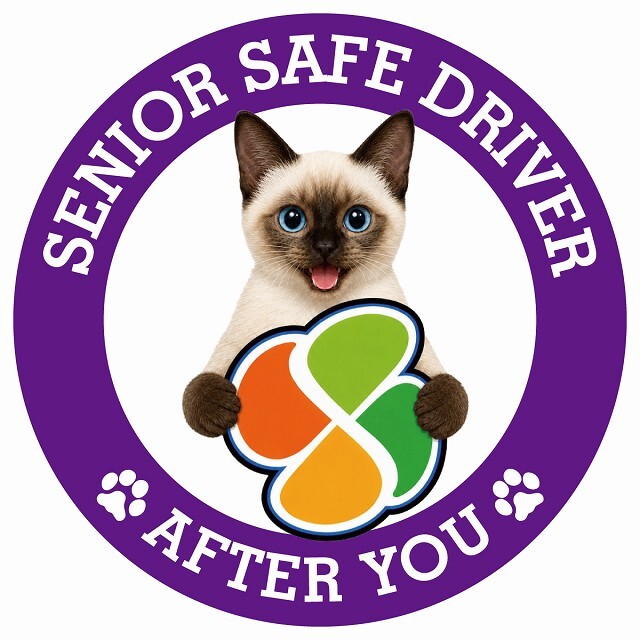 カーサイン 高齢者マーク SENIOR SAFE DRIVER スキフトイボブテイル ステッカー シール 直径13cm 肉球 日本製 車