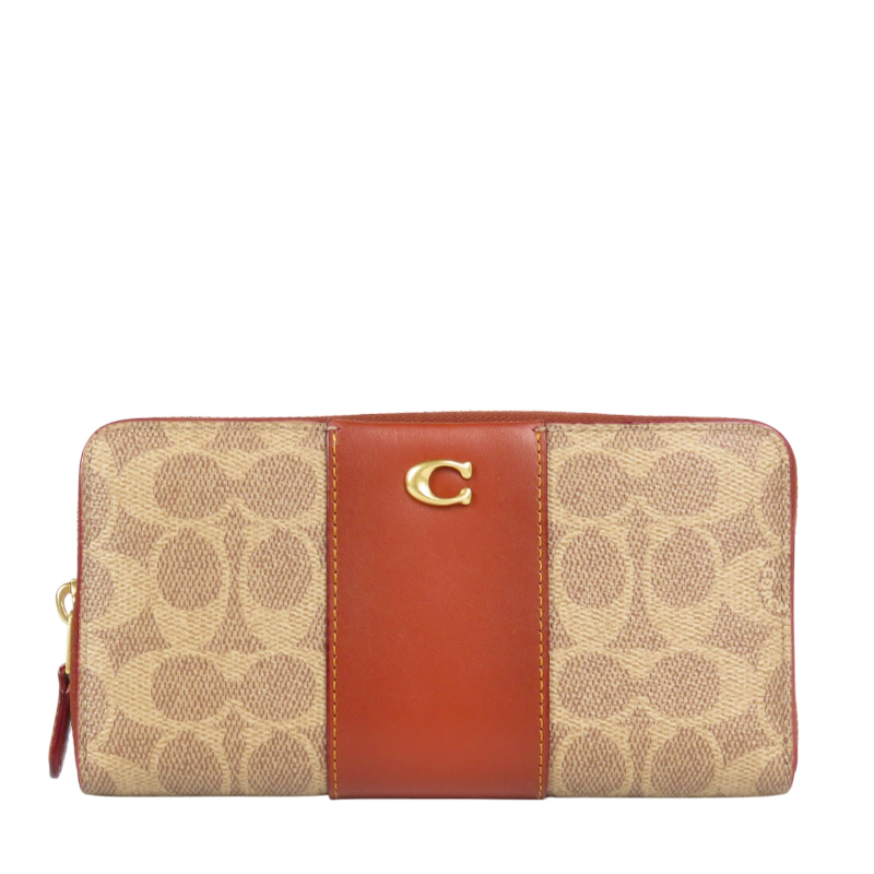 送料無料 コーチ COACH アウトレット 敬老の日 レディース 財布 ラウンドジップ長財布 長財布 CR996 B4NQ4(ブラス×タン ラスト) シグネチャー  ( 女性 プレゼント ブランド 大容量 財布 本革 きちんと感  かわいい おしゃれ )