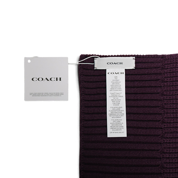 コーチ COACH WOVEN PATCH KNIT SCARF マフラー co100427-604 OXBLOOD パープル