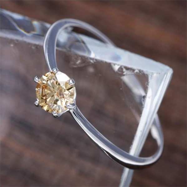 指輪 K18WG ホワイトゴールド 0.25ct ライトブラウン ダイヤモンド リング 11号 ジュエリー アクセサリー レディース 18金 18K ダイヤ ギフト プレゼント