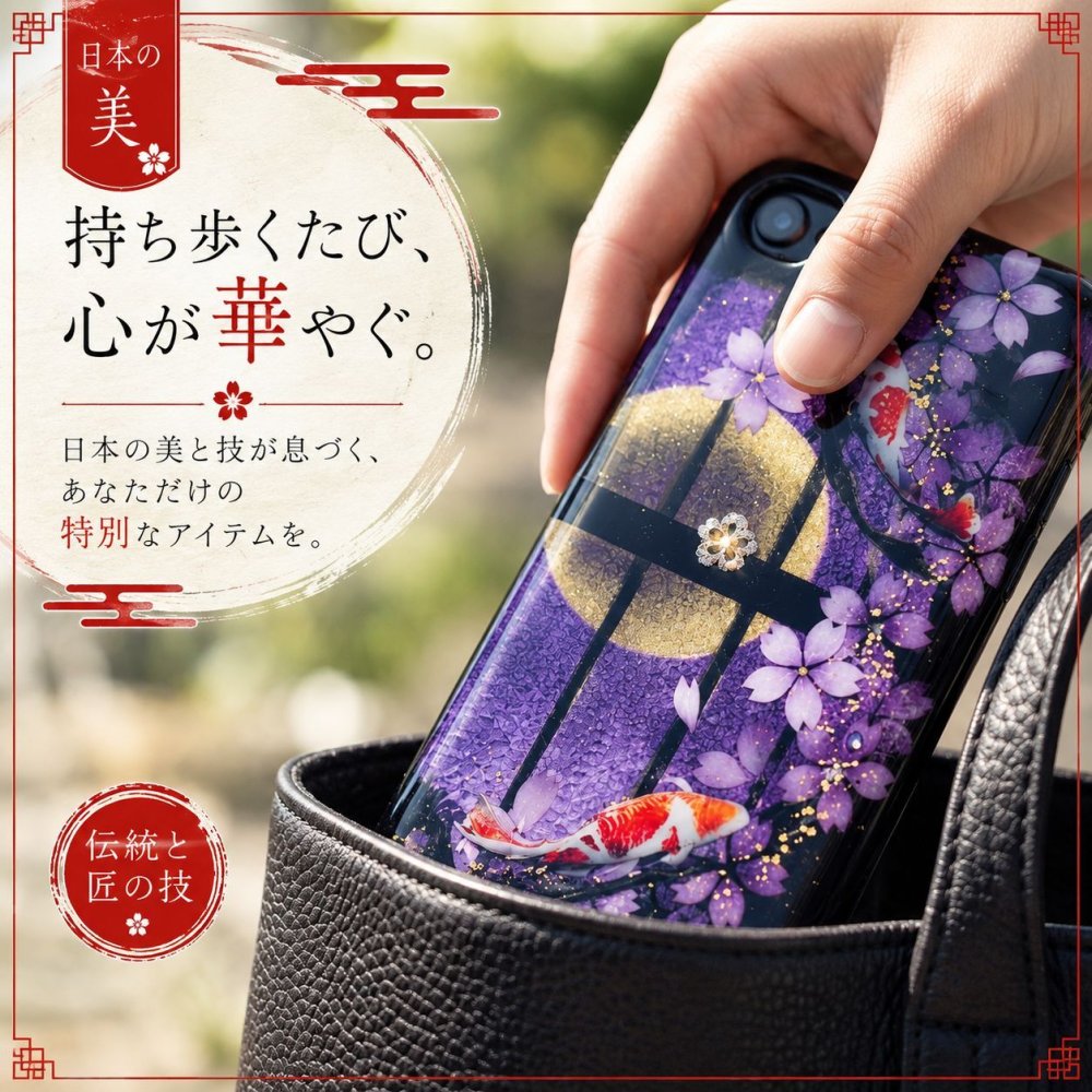 【全機種対応】スマホケース『奈』名入れ 送料無料 和柄 和風 桜 職人 伝統工芸 ハンドメイド ハードケース 手帳型 iPhone 17 Xperia AQUOS Android 各機種対応